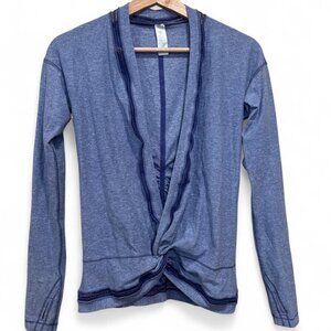 Ivivva Wrap Style Long Sleeve Twist Front Top Heathered Blue XS/S